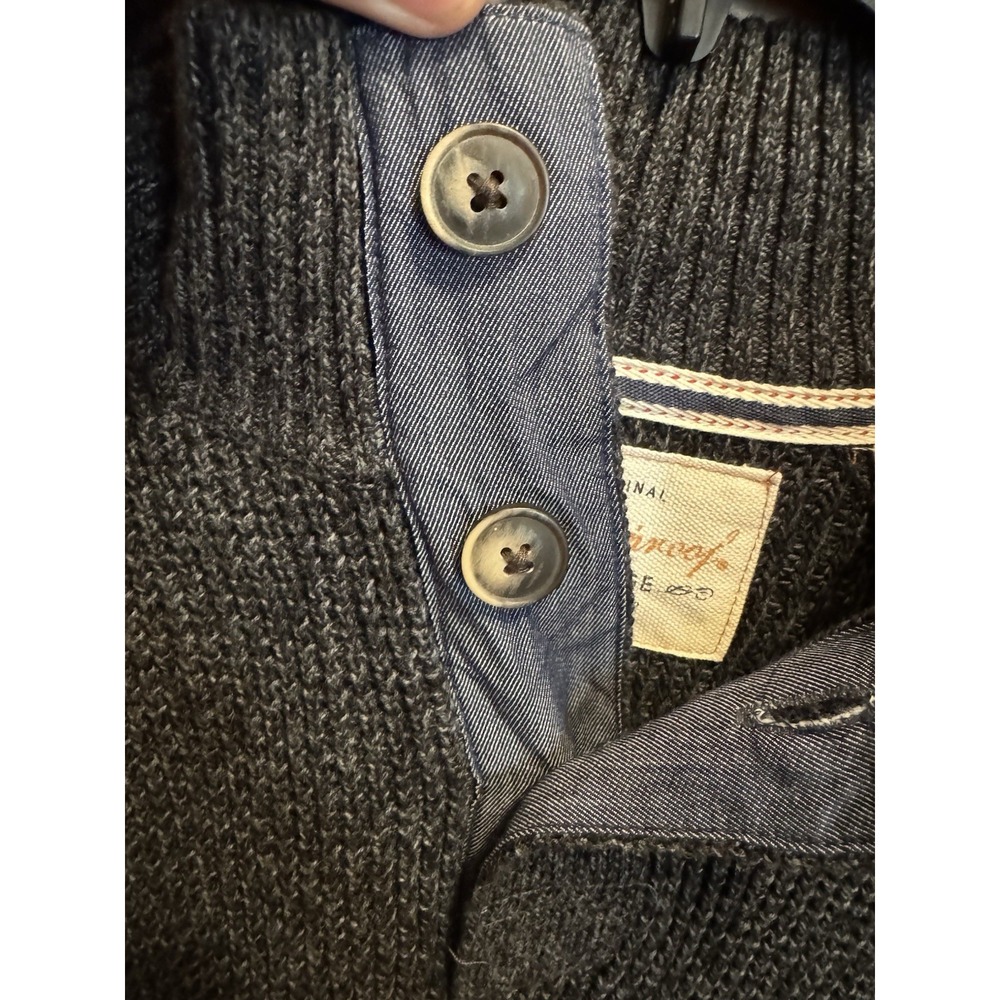 Weatherproof Vintage Men's 1/4 Button Cable‎ Knit Sweater Gray/brown XL Cotton - Picture 7 of 8
